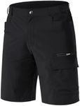 EKLENTSON Cargo Shorts Men Summer Hill Walking Shorts Quick Dry Lightweight Zip Off Outdoor Fishing Travel Safari Pants Black,34