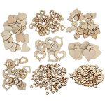 400Pcs Wood Heart Slices, Heart Shaped Wooden Embellishments Unfinished Wood Cutout for Wedding Party DIY Crafts, 10-40mm