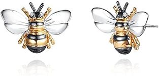 Barzel 18K Gold Plated Enamel Stud with Shimmering Bumble Bee Earrings For Women - Made in Brazil