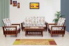 BN Furniture Solid Sheesham Wood Sofa Set – 5, 3, 2&1 Seater | Wooden Sofa Set for Living Room Stylish & Durable Wooden Sofa for Home, Office, Hall & Guest Room (Traditional-01-Floral, 5 Seater)