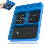 Magnet Tool Tray Aluminum Alloy Screw Tray with Tool Holder RC Parts Fixing for 1/10 RC Cars, Drones, Phone, Computer, Eyeglass, Electronic Multi-Compartment Anti-Loss Organizer Storage Box （Wathet）