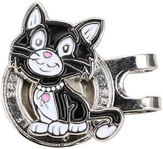 Ball Marker Hat Clip,Black Kitten Pattern Ball Marker with Magnetic Ball Marker