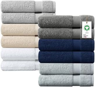 Delara Organic Cotton 12PC Luxuriously Plush Bath Towel, GOTS & OEKO-TEX Certified, Premium Hotel Quality Towels, Feather Touch Technology, 650 GSM Long Staple Soft Quick Dry & Ultra-Absorbent 30"x58"