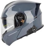 Modular Bluetooth Motorcycle Helmet - D.O.T. Approved, Lightweight Shell with Integrated Sunvisor, Bluetooth Intercom for 3 Riders - for Motorcycle Helmets Bluetooth Enthusiasts Grey 3XLarge