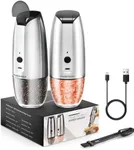 Electric Salt and Pepper Grinder Set: - Electric Salt and Pepper Shakers Rechargeable Automatic Salt Grinder For Gravity USB Powered Spice Pepper Mill with Adjustable Coarseness Peppercorn Salt Mill