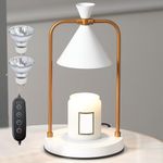 Candle Warmer Lamp with Timer, Dimmable Candle Light Electric Candle Warmer Compatible with Various Candles, Candle Holders for Home Decor, Gifts for Mothers Day/Birthday/House Warming (White)