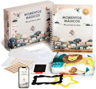 Libro recuerdos bebe KIT, Album bebe primer año, album fotos bebe (Incluye manta bebe, kit huellas bebe recien nacido, esquinas de fotos, sobre para recuerdos, Guia para padres primerizos), Unisex.