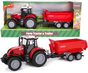 Toyland® 37cm Red Tractor & Trailer With Lights & Sound - Kids Farm Toys (Tractor & Red Trailer)