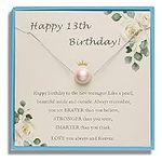 Sereney 13 Year Old Girl Gift Ideas S925 Sterling Silver Pink Pearl Necklace As 13th Birthday Gifts For Girls, Adjustable Length Necklace for 13 Yr Old Girl Gift Trendy 2024 Happy 13th Birthday
