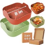 Air Fryer Silicone Liners, Silicone Liners for Air Fryer Basket, 8 Inch Reusable Square Liners for 6-8 QT Air Fryer