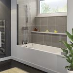 1600 x 700mm Straight Square Bathtub Shower Bath Bathroom Suite with Frameless Square Clear Bath Screen Glass Panel Overbath Screen & Front End Bath Panel