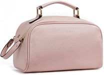 Telena Travel Toiletry Bag Makeup Cosmetic Bags for Women Waterproof PU Leather Toiletry Organizer Portable Large Capacity Pink