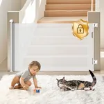 GROWNSY Retractable Baby Gate, Mesh Baby/Pet/Dog/Cat Gate 33" Tall, Extends to 55" Wide, Extra Wide Child Safety Gate for Doorway, Stairs, Hallways, Kitchen, Indoor/Outdoor, White