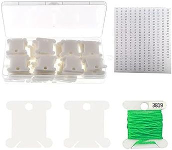 YIXISI 100 Piezas Bobinas de Hilo de Plástico Blanco, Caja Organizadora de Hilo de Bordar, con Caja de Almacenamiento e Pegatinas de Números, para Bordar Coser Artesanal DIY