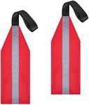 Frienda 2 Pieces Safety Travel Flag for Kayak Canoe Red Warning Flag with Webbing for Kayak SUP Towing Canoes Truck Safety Accessories Kit (Stripe Style)