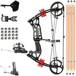 SHARROW 30-55Lbs Compound Bow Set Adult Archery Catapult Steel Ball Dual-use Compound Bow Composite Bow Hunting Bow Fishing Bow and Arrow Set for Adult Left and Right Handed Hunting Fishing (Type E)