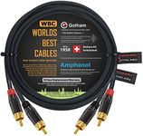 15 Foot RCA Cable Pair - Gotham GAC-4/1 (Black) Star-Quad Audio Interconnect Cable with Amphenol ACPL Black Chrome Body, Gold Plated RCA Connectors - Directional