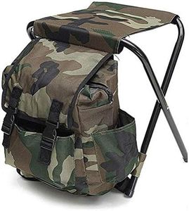 Merkts Silla tipo mochila, de tela Oxford, portátil, plegable, para exteriores, bolsa de almacenamiento, para caza, pesca, multifunción, asiento de camping verde oscuro