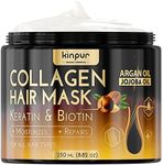 Hair Repair Mask with Collagen, Biotin, Argan Oil - Moisturizing Treatment for Dry, Damaged, Split Hair, Hair Loss, and Heat & Color Protection