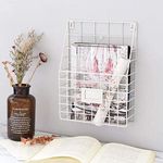 Holdfiturn Wall-Mounted Magazine Rack 30 * 25 * 10cm Metal Magazine Newspaper Holder Rack File Simple Newspaper Basket,Magazine Rack for Door(White)