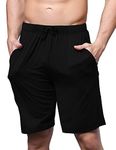 GYS Men's Bamboo Viscose Pajama Shorts Soft Lightweight Knit Sleepwear Shorts with Pockets, Black, Large