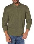 Wrangler Authentics mens Long Sleeve Fleece Quarter-Zip Sweater, Olive Night, Medium