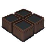 aspeike 3 Inch Bed and Furniture Risers - 7.5 cm Bed Raising Blocks - Durable and Stackable Square Bed Lifts (4 Pack, Up to 2,200 lbs / 1,100 kg) in Brown