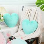 CottonFry Fluffy Heart Pillow Heart Shaped Pillow Plush Cute Heart Shaped Throw Cushion Stuffed Heart Decorative Pillow Toy Throw Pillow Gift for Valentine's Day Decor (16x16, Aqua Green, 1)