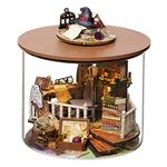 TOPBSFARNY DIY LED Lights Miniature Dollhouse Kit Street Shop Doll House Model Wooden Furniture for Valentine's Day Creative Gifts (Magic Hut)