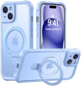 MOCCA Design for iPhone 15 Case with Magnetic Invisible Stand [Full Camera Protection] [Compatible with Magsafe] Military Drop Shockproof Translucent Matte Phone Case Cover 6.1",Light Blue