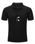 33,000ft Men's Polo Shirt Short Sleeve T-Shirt Golf Polo Moisture Wicking Polos Quick Drying Polos Outdoor Sports Athletic Tennis Performance Breathable T-Shirt for Golf Tennis Work Black 2XL