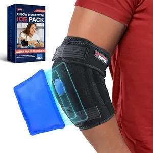 FEATOL Elbow Brace with Ice Pack for Tendonitis and Tennis Elbow-Pain Relief for Cubital Tunnel, Ulnar Nerve Entrapment, Bursitis-Reusable Ice Pack Brace for Men and Women, Medium