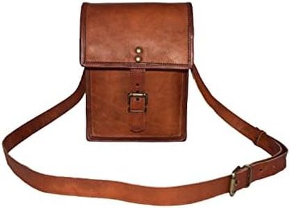 Genuine Leather Crossbody Sling Bag Teen Boys Girls Satchel Handbag Messenger Bags, 9 Inch Mini, Brown, Brown, Small