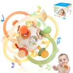 Orzbow Baby Sensory Toys 0-6 Months,Silicone Baby Teething Toy Montessori Toys for Babies 6-12 Months with Grip Rings,Fun Baby Rattle Toys,BPA-Free,Easy Clean Ideal New Born Baby Boy Girl Gift