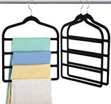 3 PACK Trouser Hangers, Velvet Trouser Hangers Space Saving, Non Slip Trouser Hangers for Jeans, Trousers, Leggings, Tie, Scarf and Towel - Multi Layer Pants Hanger for Clothes