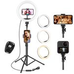 UPhitnis Selfie Ring Light with Tripod Stand & Cell Phone Holder for Live Stream/Makeup/YouTube Video/Photography (10")