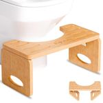 Beinilai Foldable Toilet Stool,7 Inches Poop Stool for Bathroom,Bamboo Toilet Stool Squat Adult,Potty Stool with 2 Packs Anti-Slip Strip