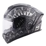 Steelbird SA-2 Terminator 2.0 Aerodynamic Full Face Thermoplastic Shell Helmet (Medium 580 mm, Matt Black Grey with Clear Visor)