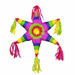 Multicolor Mexican Star-Shaped 3D Pinata (48cm x 56cm) 1 Count - Perfect for Parties and Celebrations