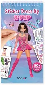 BSCOOL Sticker Dress up K-Pop - Sticker Activity Book for Kids, Learn Girls Fashion Design with Stickers and Guides for Kids 5 and Up, K-Pop Singer Performance, Gift for Girls