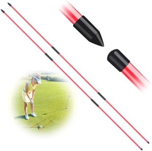 FINGER TEN Golf Alignment Sticks Collapsible Rods Swing Trainer Tools 48 Inch Set of 2, Fits in Golf Bag Tour Stickers Practice Training Aid (2pcs Collapsible Red)