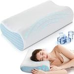 Cooling Neck Memory Foam Contour Pillow Bed Pillow for Sleeping, Cervical Memory Foam Pillows for Neck and Shoulder Pain Relief, Orthopedic Cervical Pillow for Side Back Stomach Sleeper Washable Cover