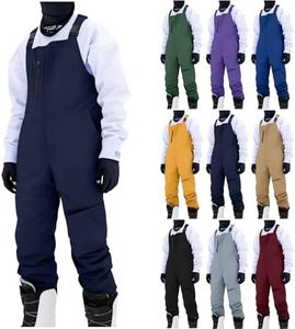 Men's Shell Snow Bibs Waterproof Windproof Ski Overalls Breathable Snow Pants with Adjustable Suspenders Zipper Pockets Navy
