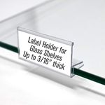 Glass Shelf Sign Holder, Clear Label Clip for Glass Shelving up to 3/16" Thick 2" L x .9" H, 50 Pack