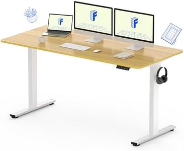 FLEXISPOT EC1 150 CM Large Height Adjustable Desk, Electric Standing Desk Sit Stand up Desk for Home Office (150×60 CM Maple Desktop + White Frame, 2 Packages)…