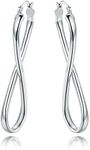 Barzel 18k White Gold Plated Infinity Crazy 8 Hoop Earrings for Women (Silver)