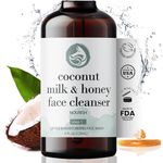 Coconut Milk & Honey Face Cleanser - Natural & Organic - Gently Cleanse and Renew Skin While Moisturizing - With Soothing Organic Aloe, Hydrating Coconut Milk and Purifying Honey Gel - Foxbrim 6OZ