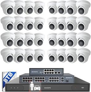 ONWOTE 12MP NVR 32 Channel PoE Security Camera System, Face Recognition & AcuSearch, 32x 4K 8MP Outdoor PoE IP Cameras, 134° FoV, 32CH 6K Commercial NVR 8TB, 4 HDD Ports Support 40TB, Business CCTV