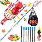 TOVIXY 10 FEET Fruit and Mango Plucker - Equipped with a Net and Pole for Easy and Safe Fruit Picking from Trees, Including Coconuts! Also Includes Extendable Pole (New)