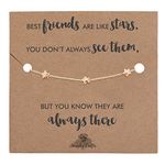 Best Friend birthday gifts for women - friend gifts for women unique, birthday gifts for best friend bracelet, birthday gift for best friend bracelets - golden star bracelet with birthday card, Copper